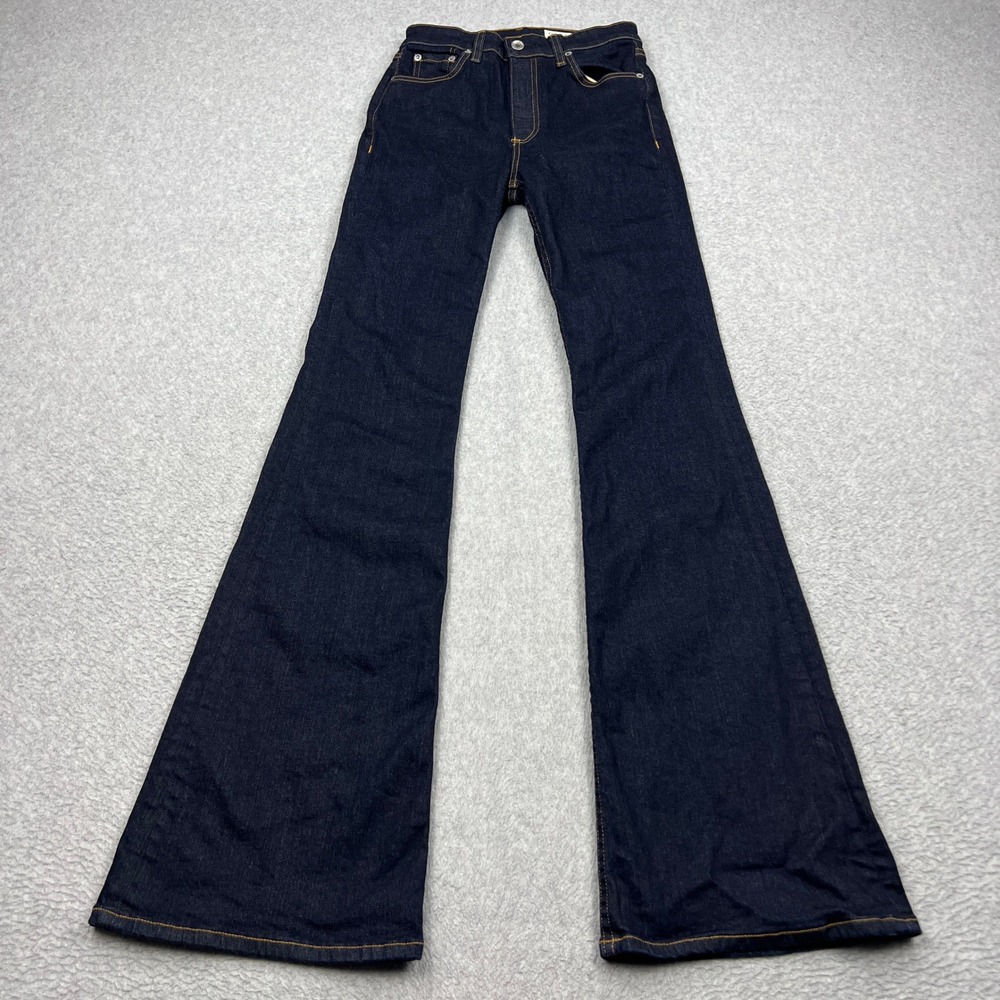rag & bone Casey High-Rise Flare Jeans Womens 25 Blue Dark Wash Stretch Denim